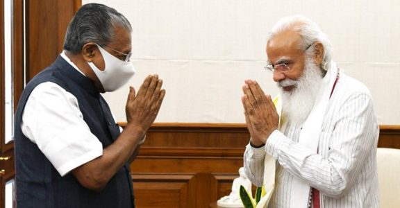 Chief Minister Pinarayi Vijayan with PM Narendra Modi Chief Minister Pinarayi Vijayan with PM Narendra Modi