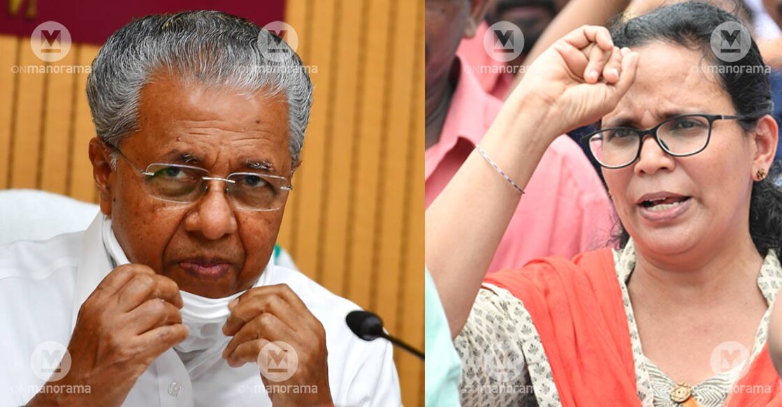Chief Minister Pinarayi Vijayan (left) and Vadakara MLA KK Rema Chief Minister Pinarayi Vijayan (left) and Vadakara MLA KK Rema