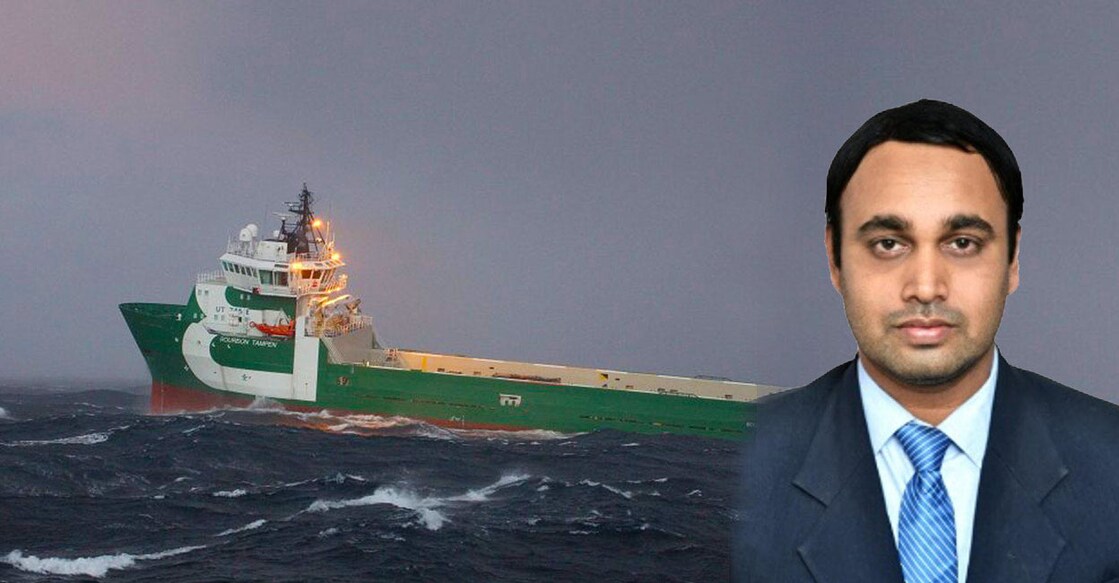 Shipping vessel MV Tampen and Deepak Udayaraj
