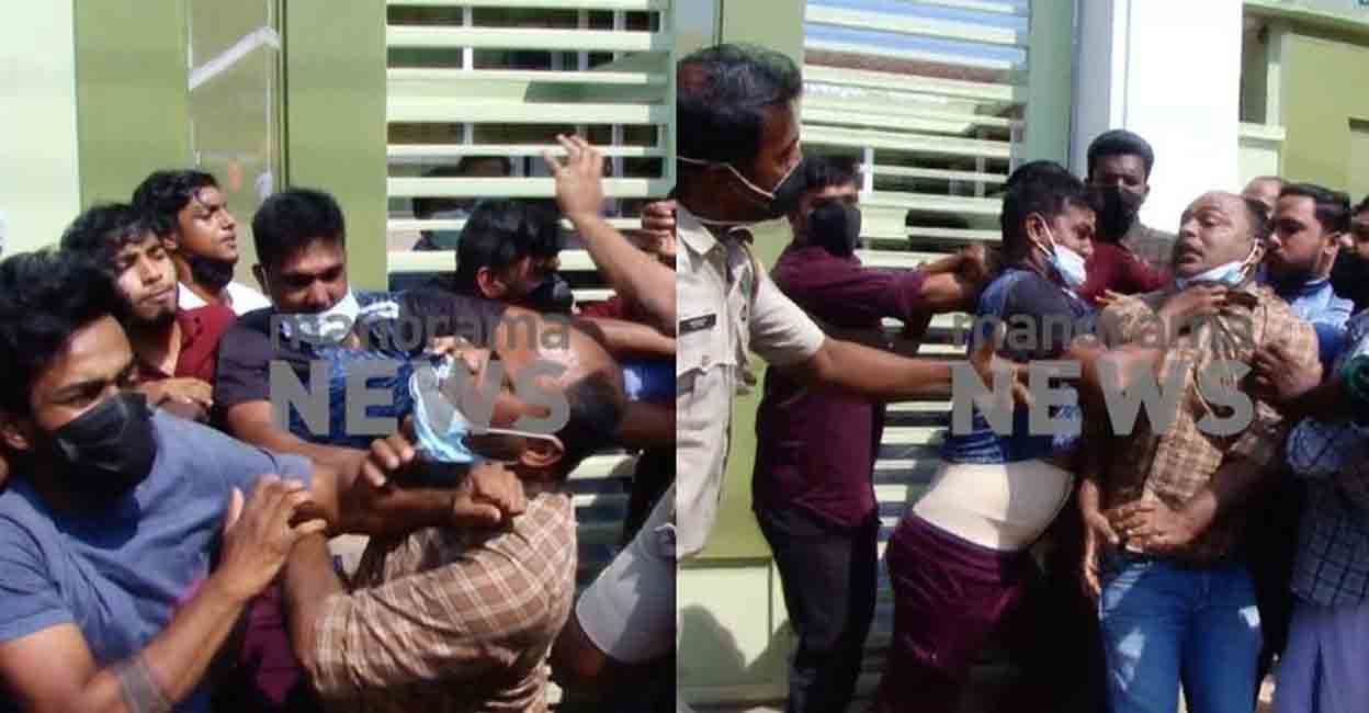 The police had to resort to baton charge to disperse both the warring groups. Screengrab/MMTV
