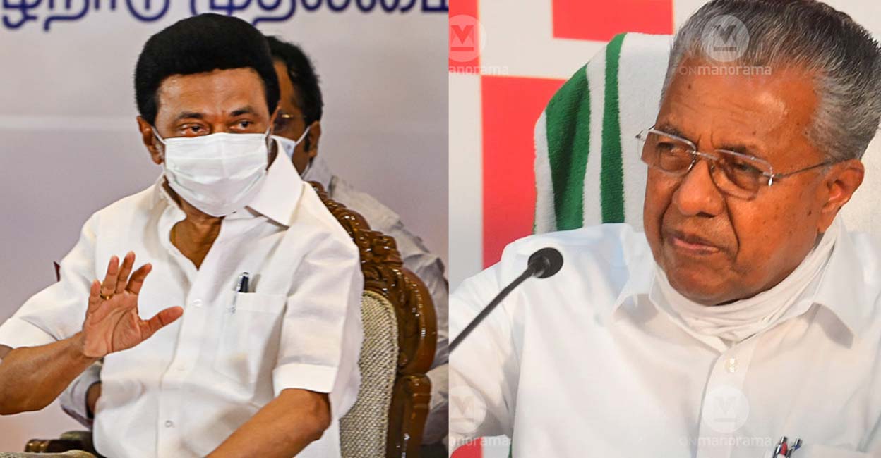 Tamil Nadu Chief Minister M K Stalin and his Kerala counterpart Pinarayi Vijayan. Photo: PTI, Manorama