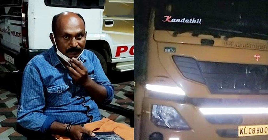 kuthiran-tunnel-lights-broke-1 Driver Jinesh and seized lorry.
