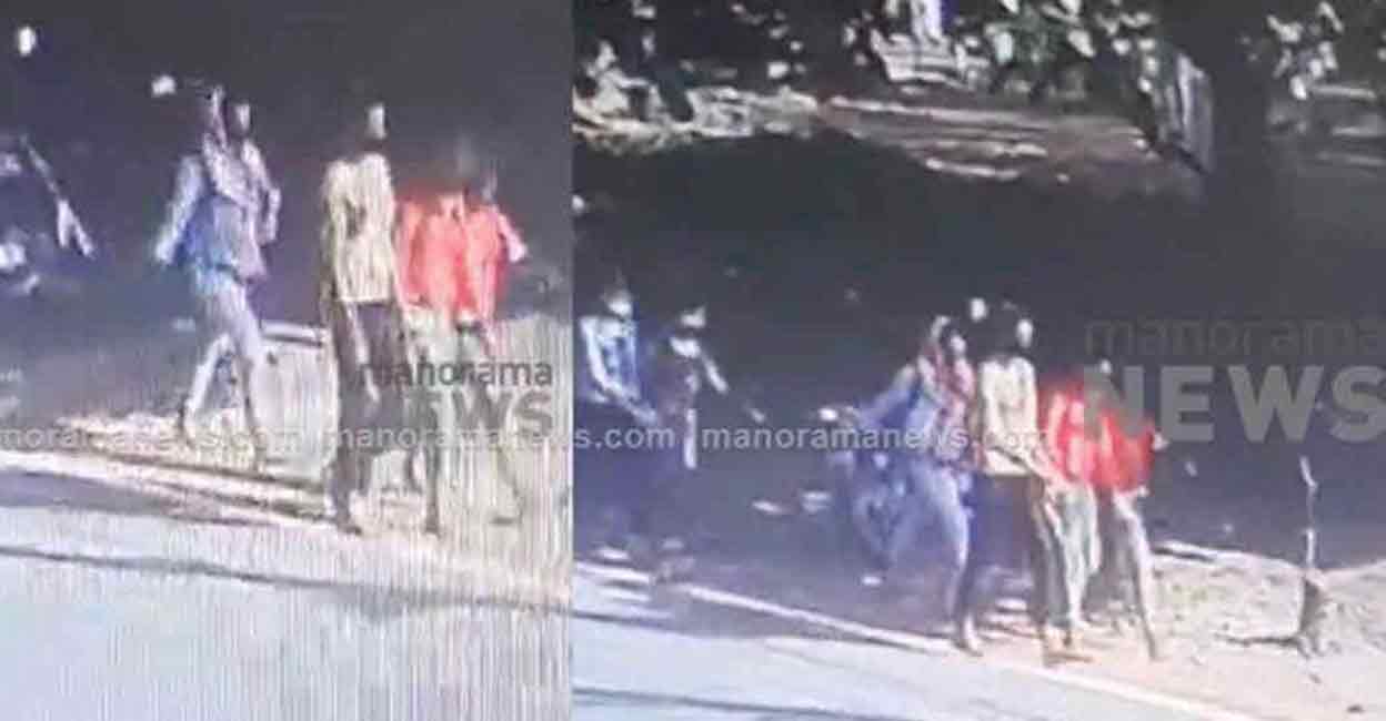 A screengrab of CCTV footage that shows the youngsters outside the Children's Home in Kozhikode on Wednesday.