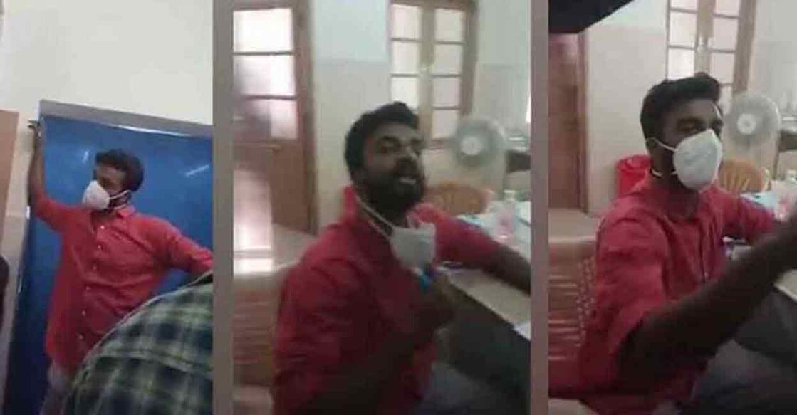 Screengrab of the incident that took place inside the casualty of the medical college that was captured on mobile phone by a bystander. 
