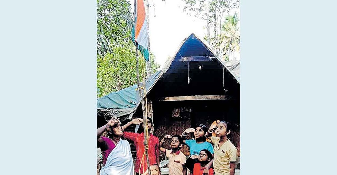 Thrissur woman, grandchildren hoist Indian flag before thatched house; video spreads widely