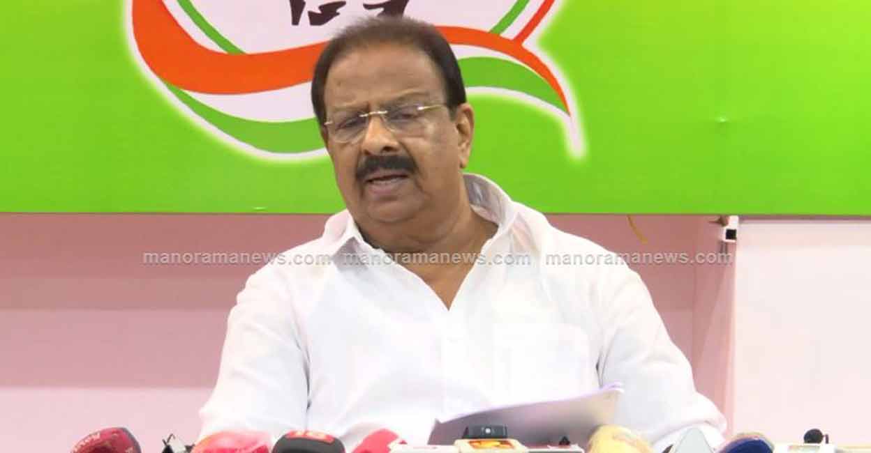 K Sudhakaran addresses media in Thiruvananthapuram.