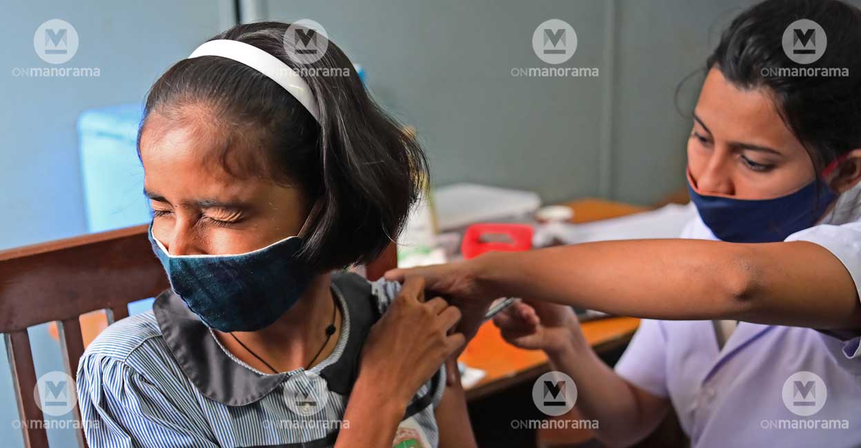  COVID-19 vaccination for adolescents in the age group of 15-18 years commenced from January 3. Photo: Vishnu V Nair/Manorama