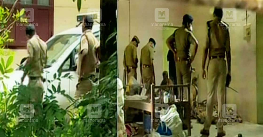 The police scan the property belonging to human sacrifice accused Bhagval Singh at Elanthoor on Saturday. 