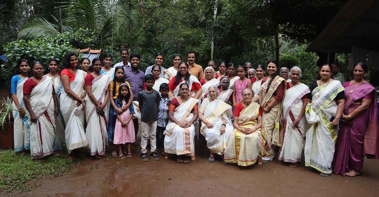 Pakalveedu Thankamma with the members of Pakalveedu during a family meet. Photo: Special arrangement