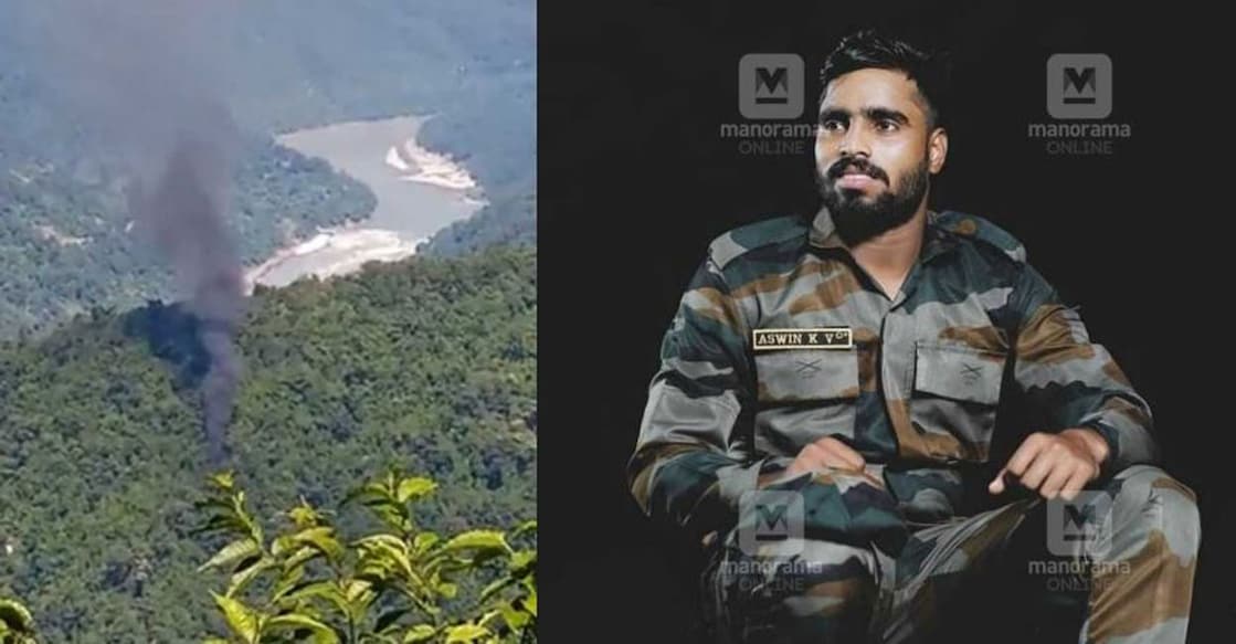 The crash site in Upper Siang district of Arunachal Pradesh (left). KV Ashwin.