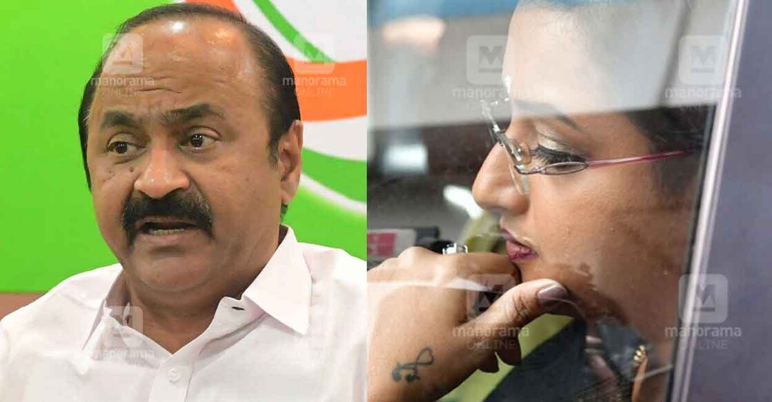 Opposition leader VD Satheesan; Swapna Suresh, prime accused in the gold smuggling case. Photo: Manorama