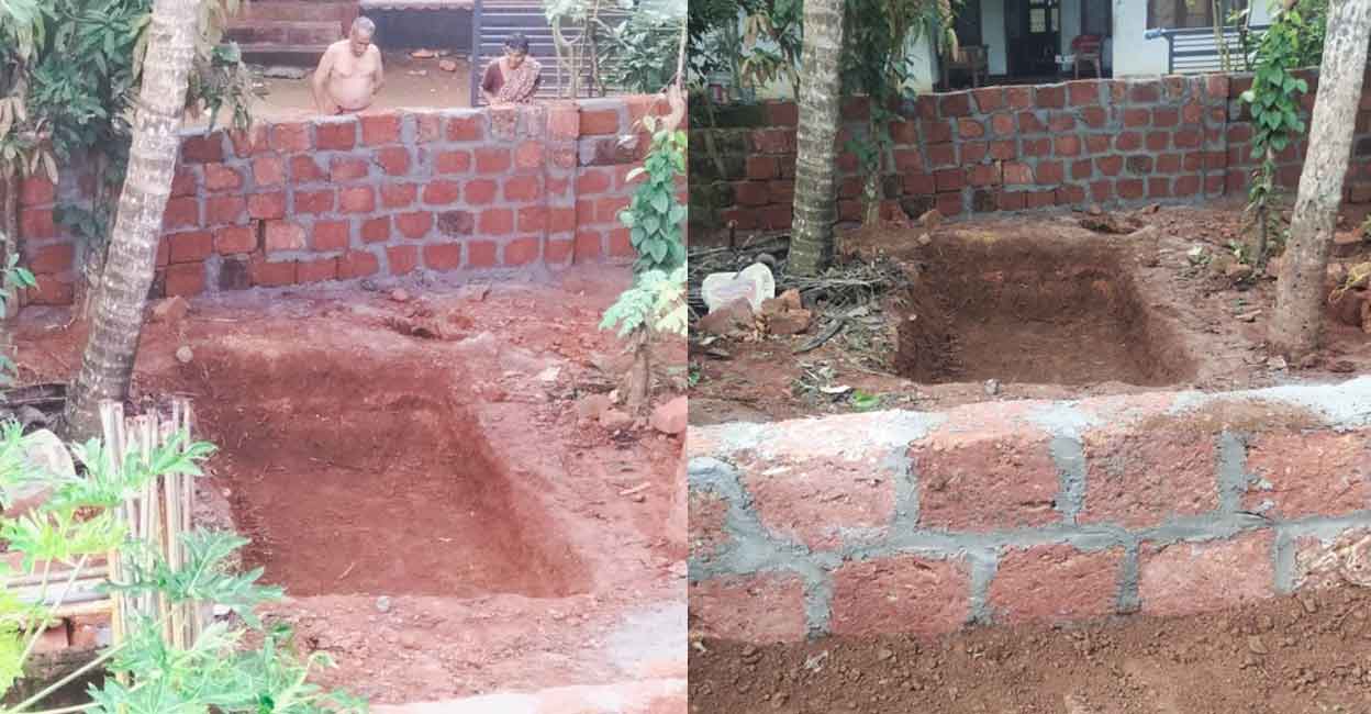 1. Kariyil Narayanan (73) and his wife Kariyil Narayani (65) helplessly watch the trench and wall built right in front of their house at Mandhamkund in Taliparamba. 2. The CPM says the wall came up on the road because of a family dispute yet its branch secretary was allegedly at the spot for two nights giving directions to workers. The party said he went there as a neighbour. Photos: Special Arrangement