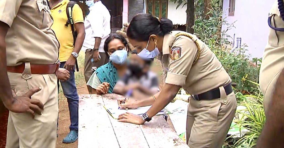 D V Athulya and her son were locke out for an entire day and night by Ajitha Kumari, her husband’s mother. Photo: Manorama