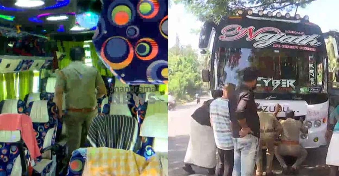 Motor Vehicle Department officials inspecting tourist buses as part of Operation Focus 3. Screengrab: Manorama News