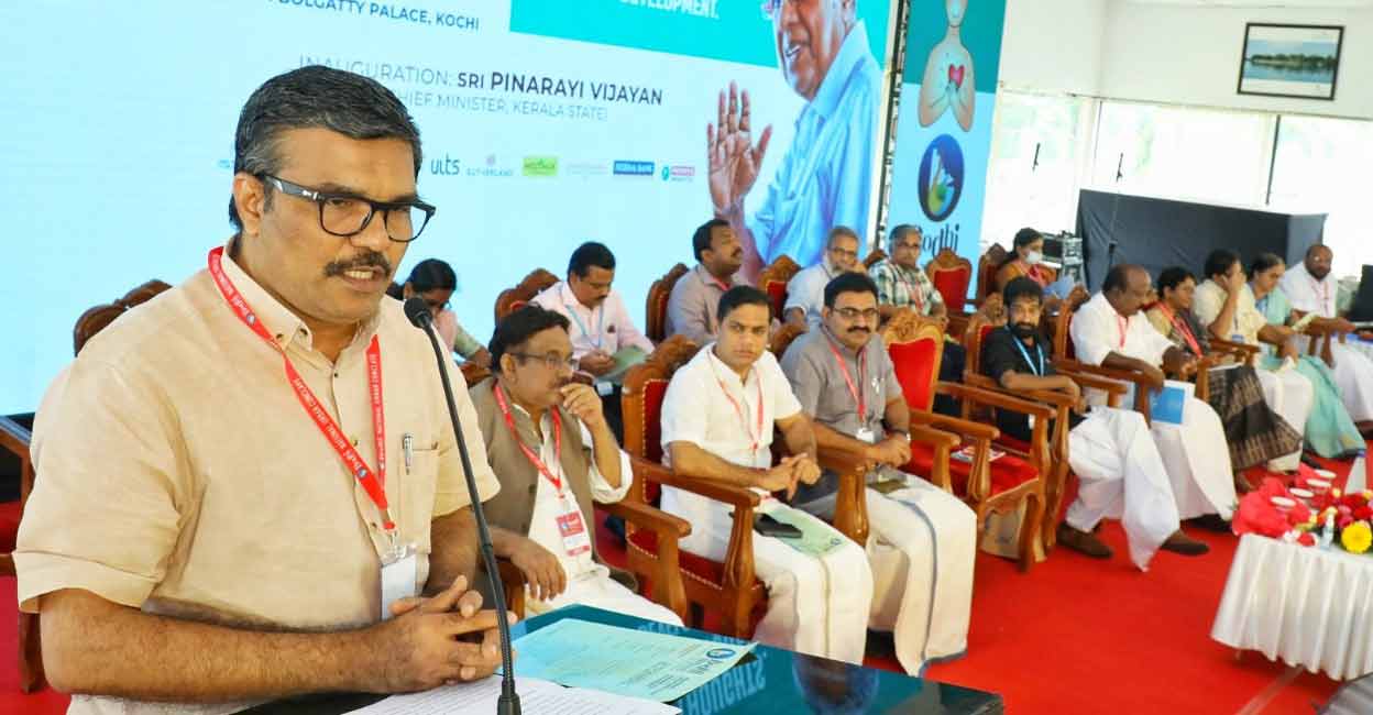 mb-rajesh-bodhi-conclave Minister M B Rajesh addresses Bodhi 2022 conclave at Bolgatty Palace in Kochi on Sunday. Photo: Special arrangement