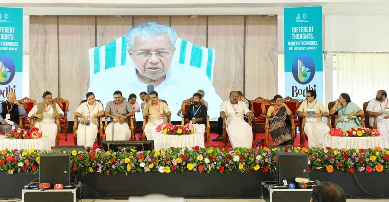 Chief Minister Pinarayi Vijayan inaugurates Bodhi 2022 conclave virtually at Bolgatty Palace in Kochi on Sunday. Photo: Special arrangement