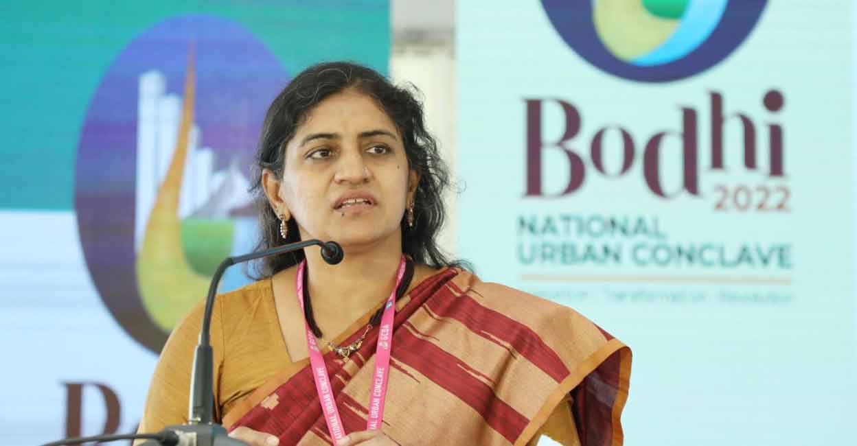 sharmila-mary-joseph Sharmila Mary Joseph, Principal Secretary, LSGD, addresses Bodhi 2022 conclave at Bolgatty Palace in Kochi on Sunday. Photo: Special arrangement