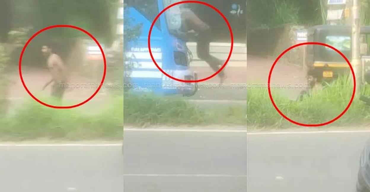 The incident happened while the bus was moving along the National Highway at Jubilee Junction in Perinthalmanna of Malappuram district. Photo: Manorama