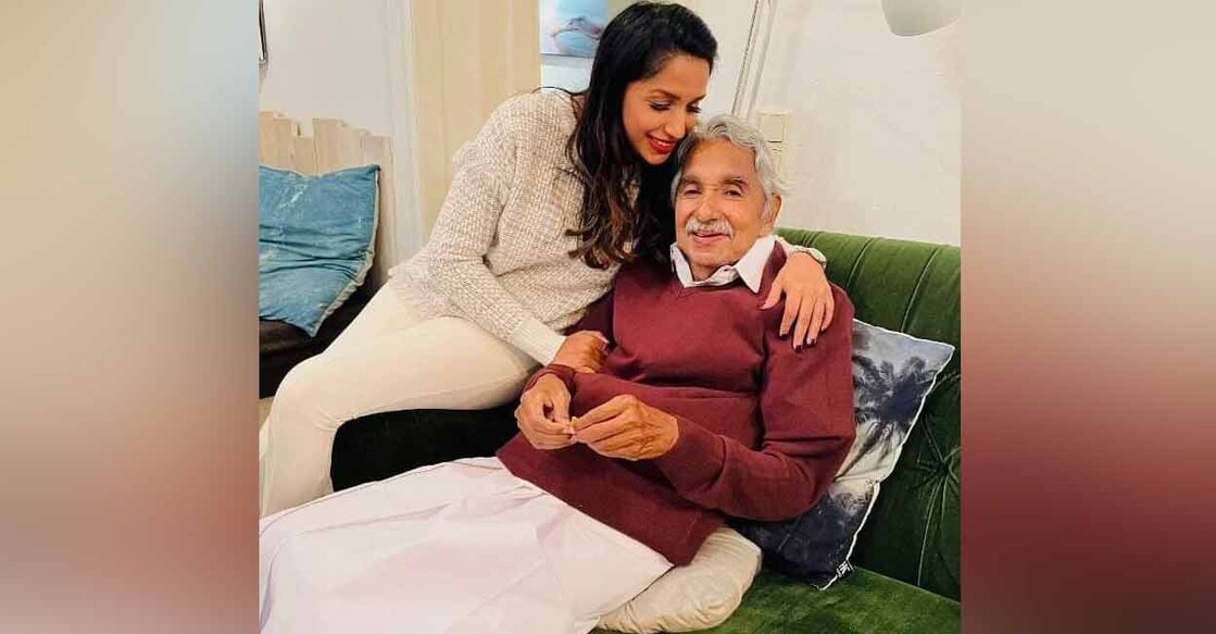 Oommen Chandy with his daughter Achu Oommen. Photo: Special arrangement 