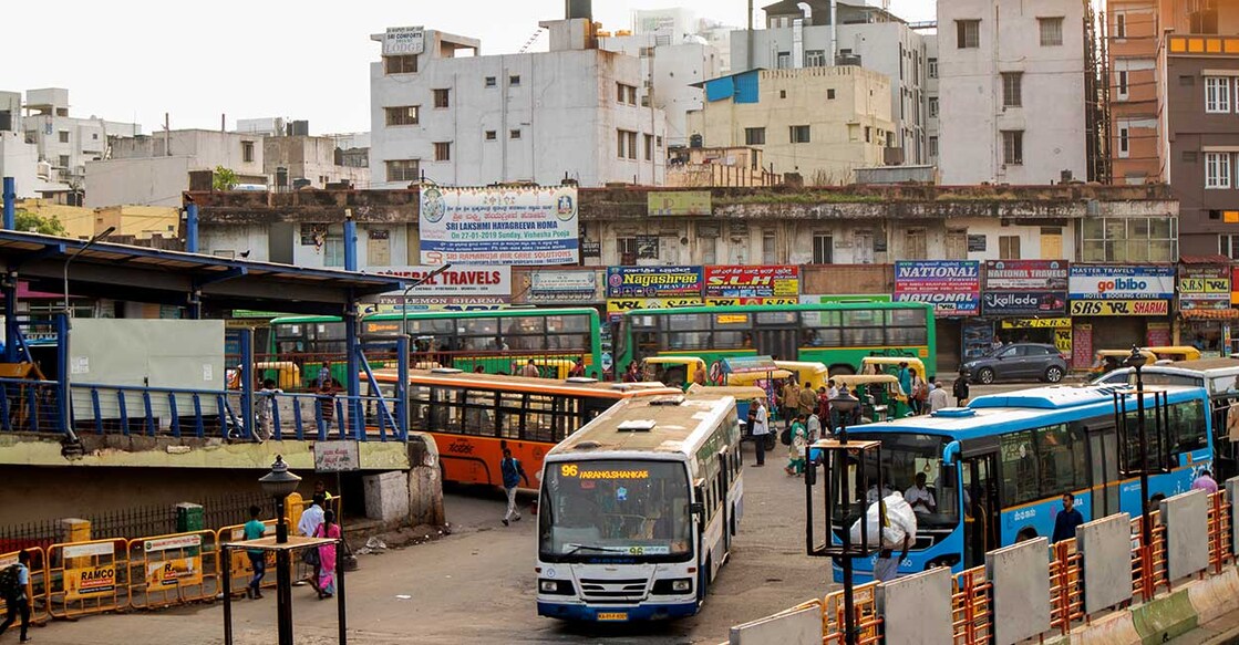 Buses entering into the Kempegowda Bus Station in Bengaluru. Photo:iStock/lakshmiprasad S