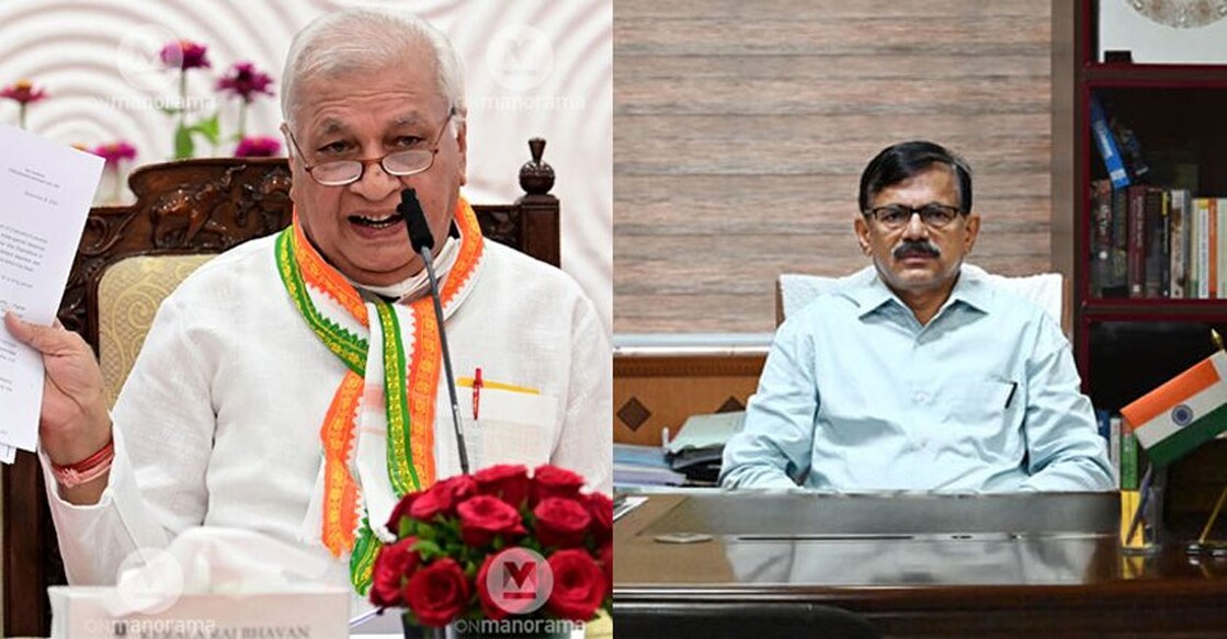Kerala Governor Arif Mohammed Khan; KVASU VC MR Saseendranath. Photo: Manorama