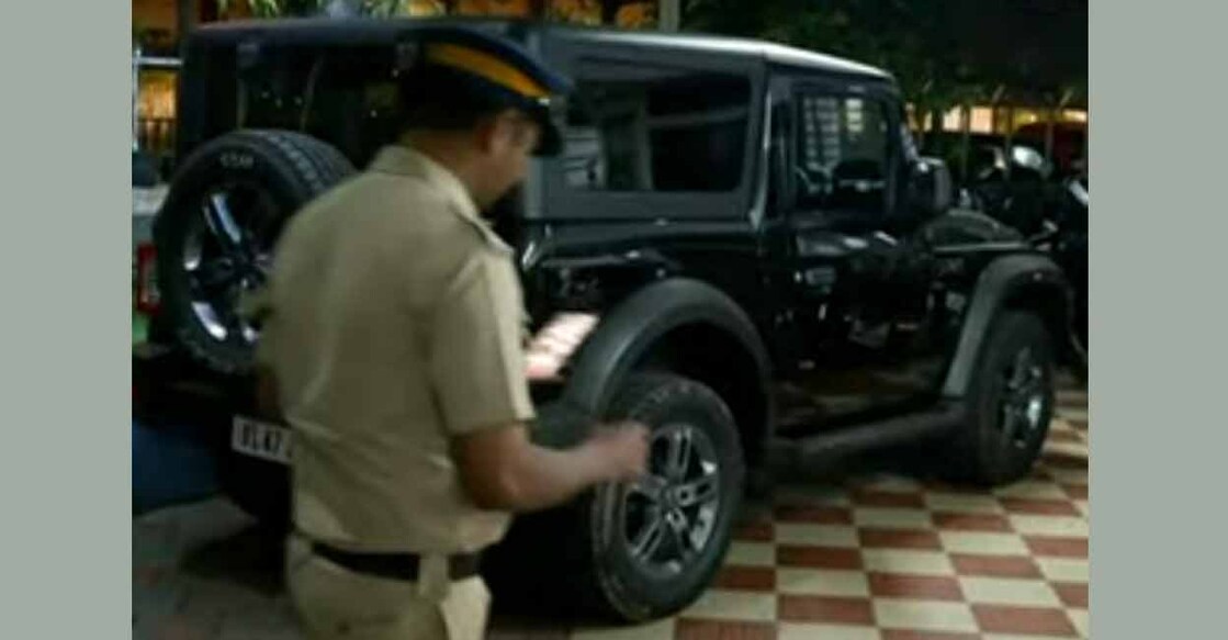 The Mahindra Thar in which the crime took place in police custody. Photo: Screenshot