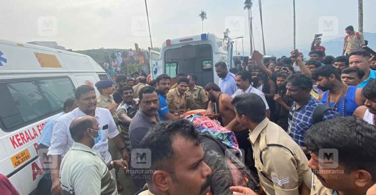 The accident occurred as the bus was on its way to Sabarimala. Photo: Manorama The accident occurred as the bus was on its way to Sabarimala. Photo: Manorama