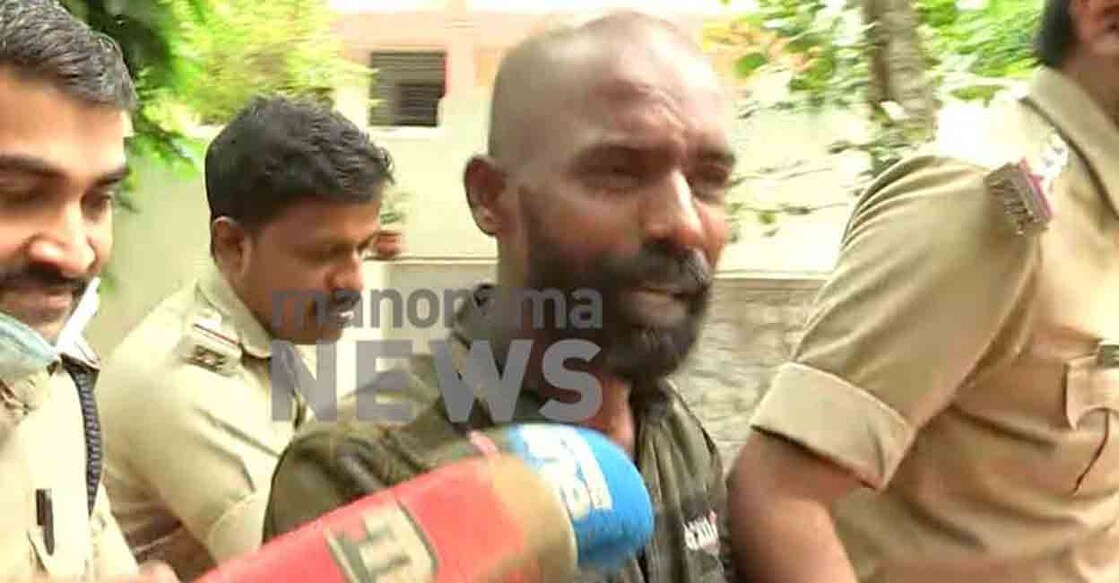  Santosh, the accused in the museum assault case. Photo: Screenshot/Manorama
