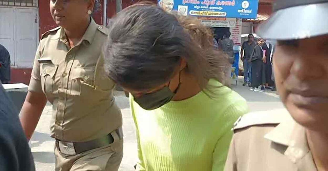 Police bringing Dimple Lamba to court. Photo: Manorama News