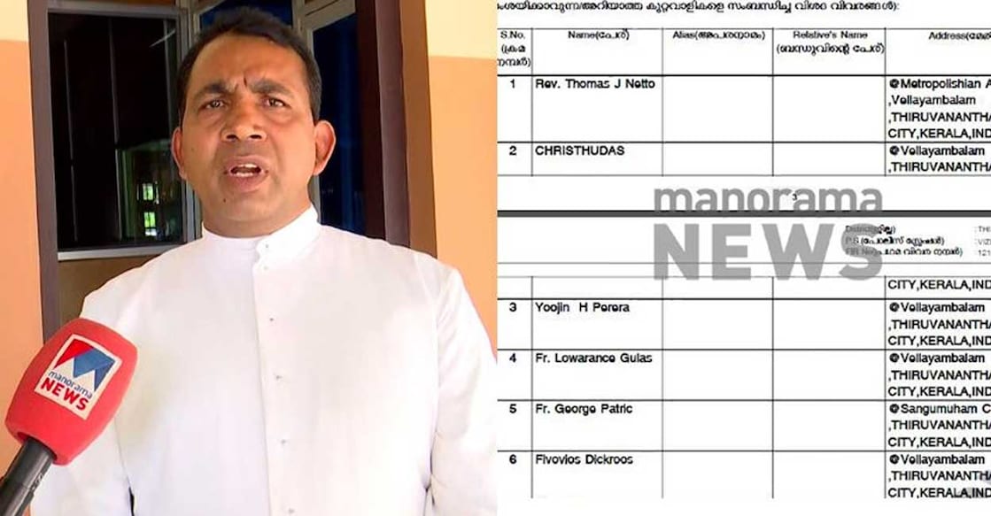 Fr Theodacious D'Cruz, convenor of the Vizhinjam port strike committee. Screengrab: Manorama News