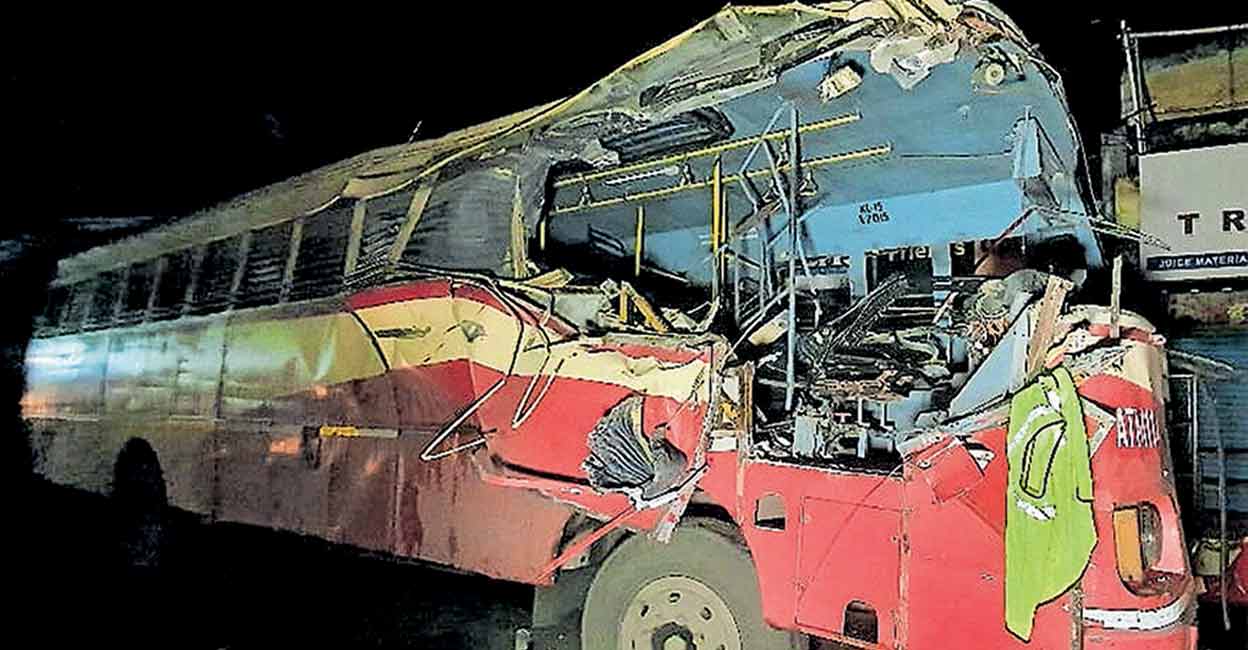 bus-accident-1 The bus which met with the accident in Balaramapuram