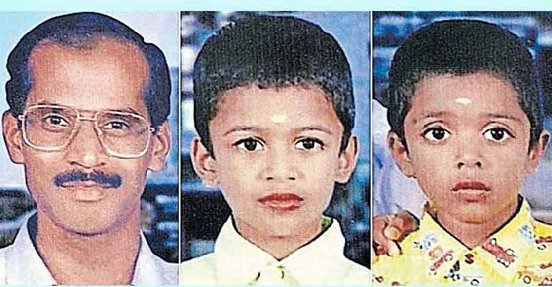 Saseendran, 46, and his children Vivek, 10, and Vyas, 8, were found hanging at their house at Kanjikode at 2 am on January 2, 2011 : Manorama News