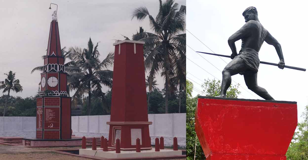 The memorials at Punnapra (left) and Vayalar in Alappuzha district. File photos: Manorama 