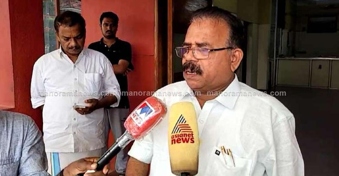 Anavoor Nagappan | Video Grab CPM district secretary Anavoor Nagappan addressing the media on Wednesday. Screengrab: Manorama News