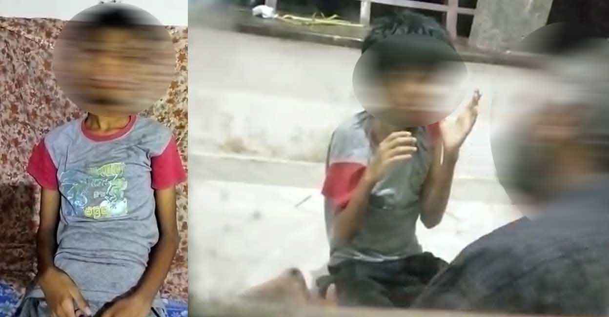 Screengrab from the video that shows a man brutally beating up his 12-year-old child in Chettikulangara. Photo: Manorama