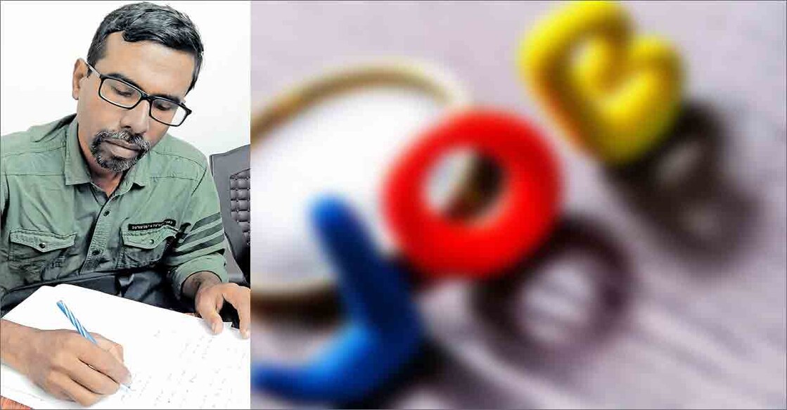 സൈജു മുഖ്യമന്ത്രിക്കുള്ള പരാതി തയാറാക്കുന്നു.