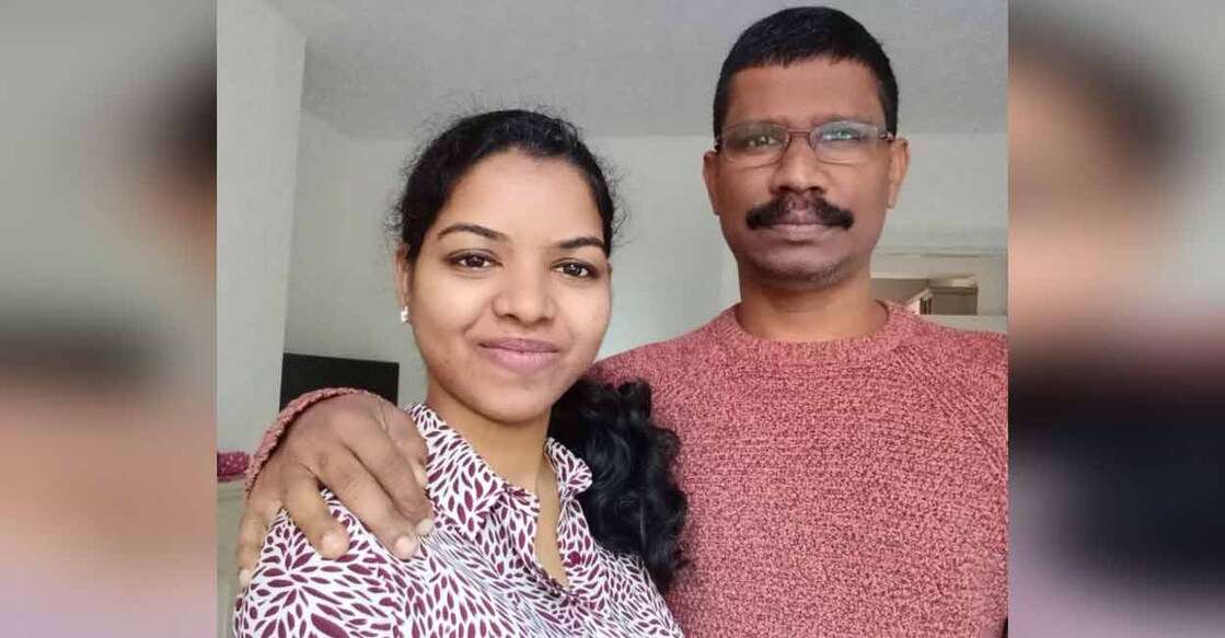 Anju Ashok with Chelevalan Saju in the UK. Photo: Special arrangement 