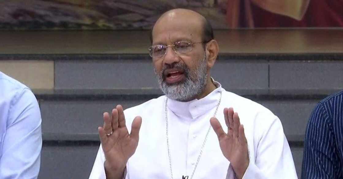 Thamarassery Bishop Remigiose Inchananiyil speaking during the press meet. Photo: Manorama. 