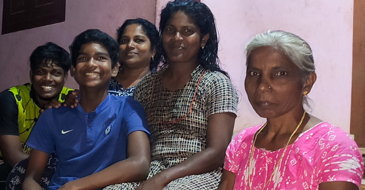 Sachu Satheesh along with his mother Bindu M K, grandmother Vellachi and aunt Lakshmi M K | Photo: Special Arrangement