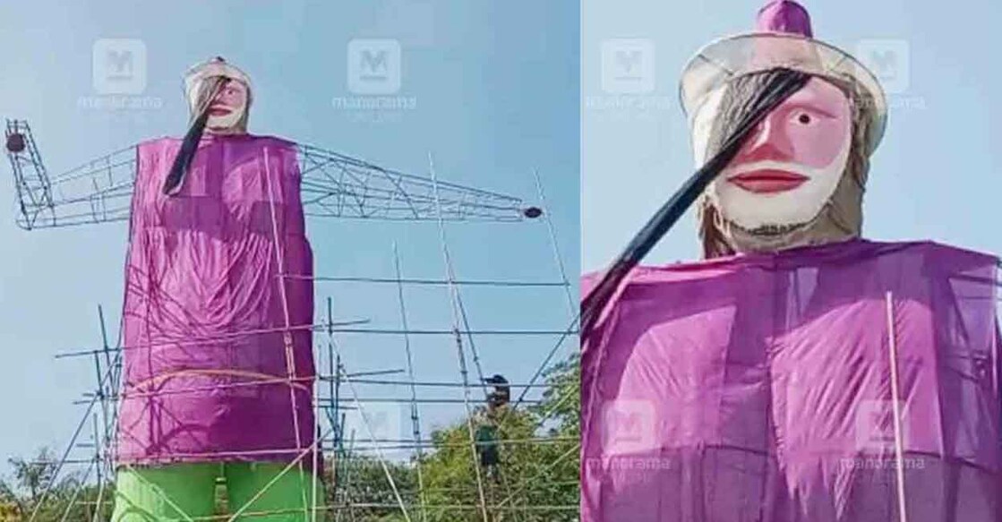 The "papaanji" figure in Fort Kochi which is set to be consigned to flame on New Year's day as part of Cochin Carnival celebrations