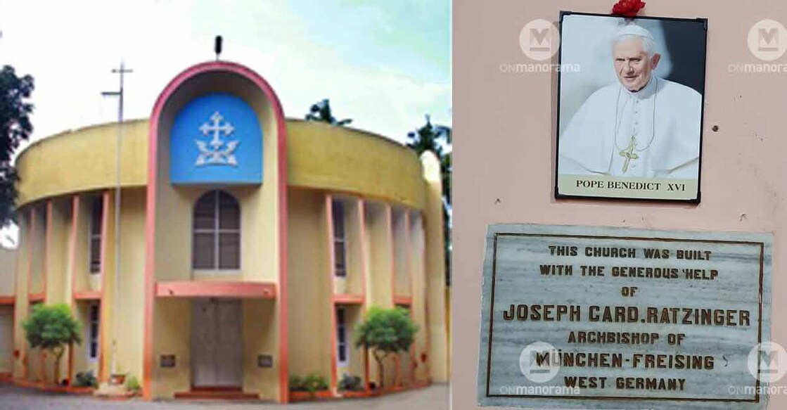 St Mary's Malankara Catholic Church in Alappuzha. A plaque at the church mentioning the Pope's contribution. Photos: Special arrangement