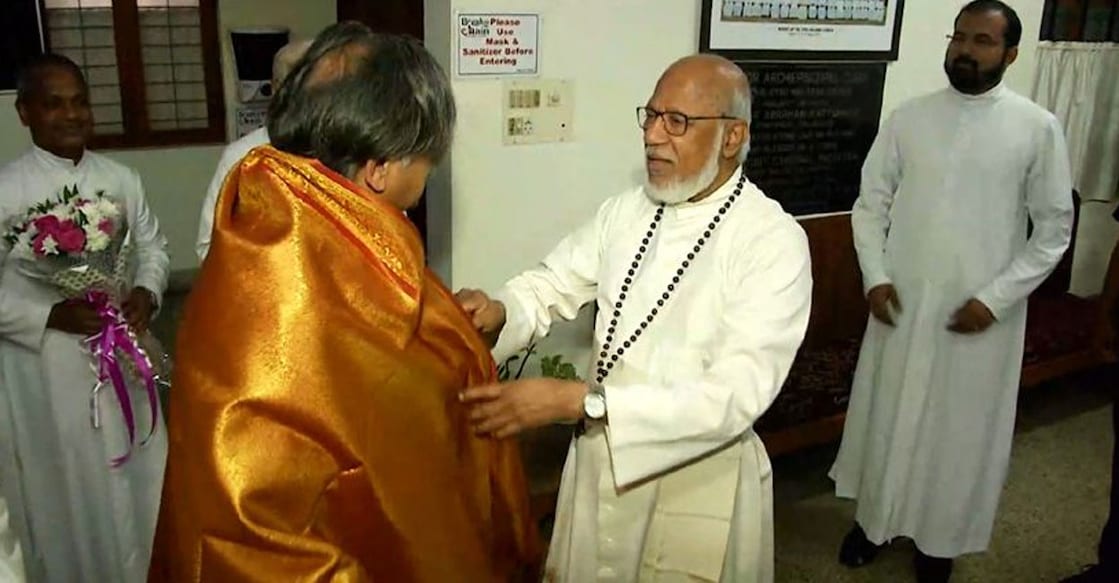 Shashi Tharoor meets Cardinal Mar George Alencherry.