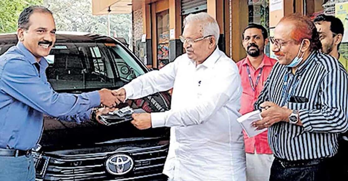 p-jayarajan P Jayarajan, vice chairman of the Khadi Board, taking delivery of the new car in front of the board’s office in Kannur: Manorama Online