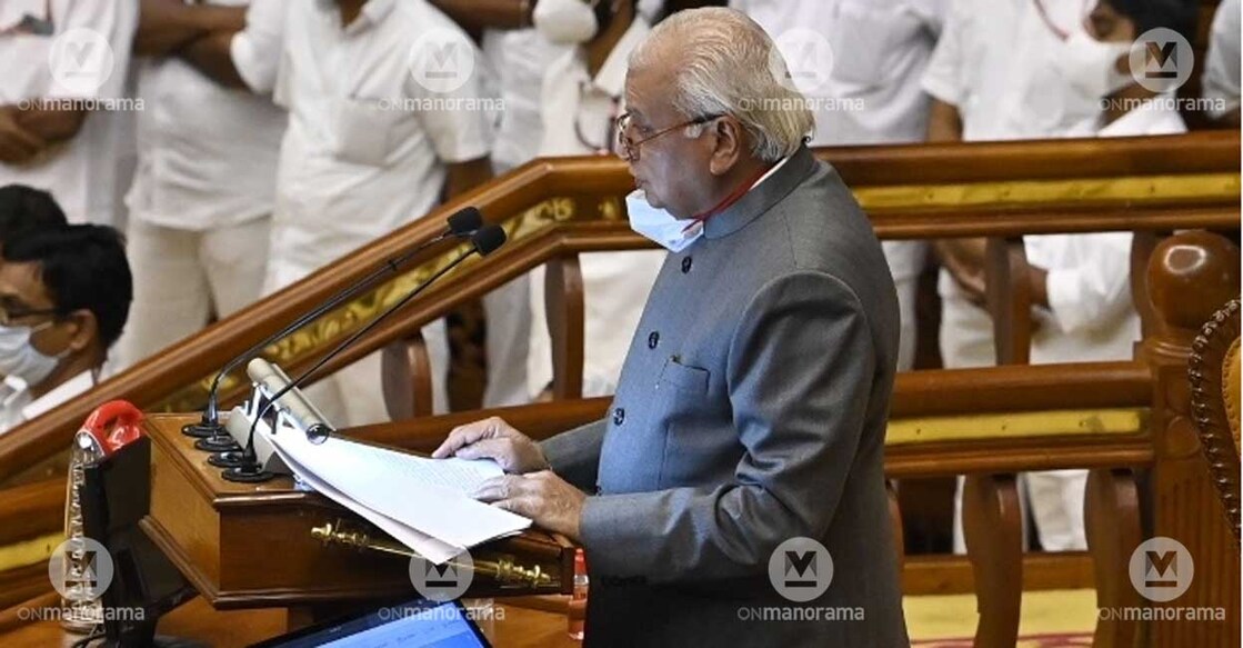 Governor Arif Mohammad Khan delivers policy address during Budget Session of 15th Kerala Assembly on February 18, 2022. Photo: MANOJ CHEMANCHERI/ Manorama