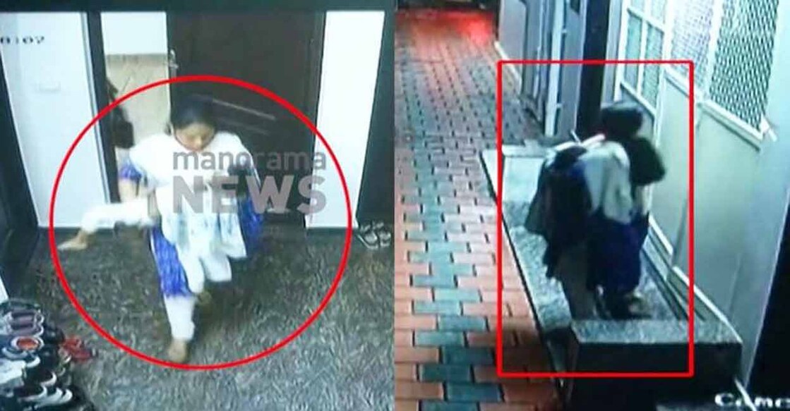 kakkanad-toddler-injury CCTV footages showing the mother taking the child to hospital.