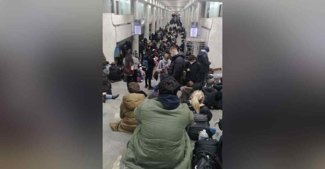 The crowd inside the Naukova underground metro at Kharkiv, Ukraine on Thursday evening. 