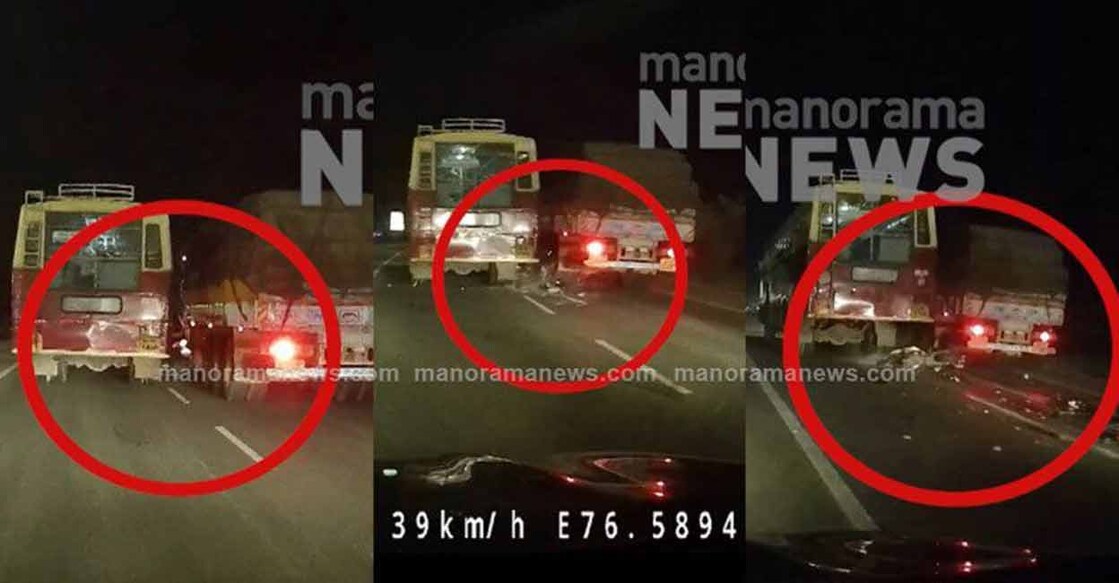 Visuals of the accident shot by the dash cam of another vehicle.