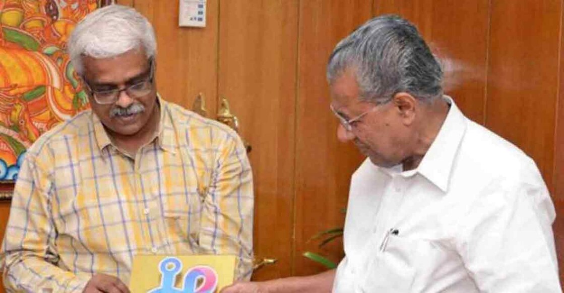 M Sivasankar with Pinarayi Vijayan. File photo