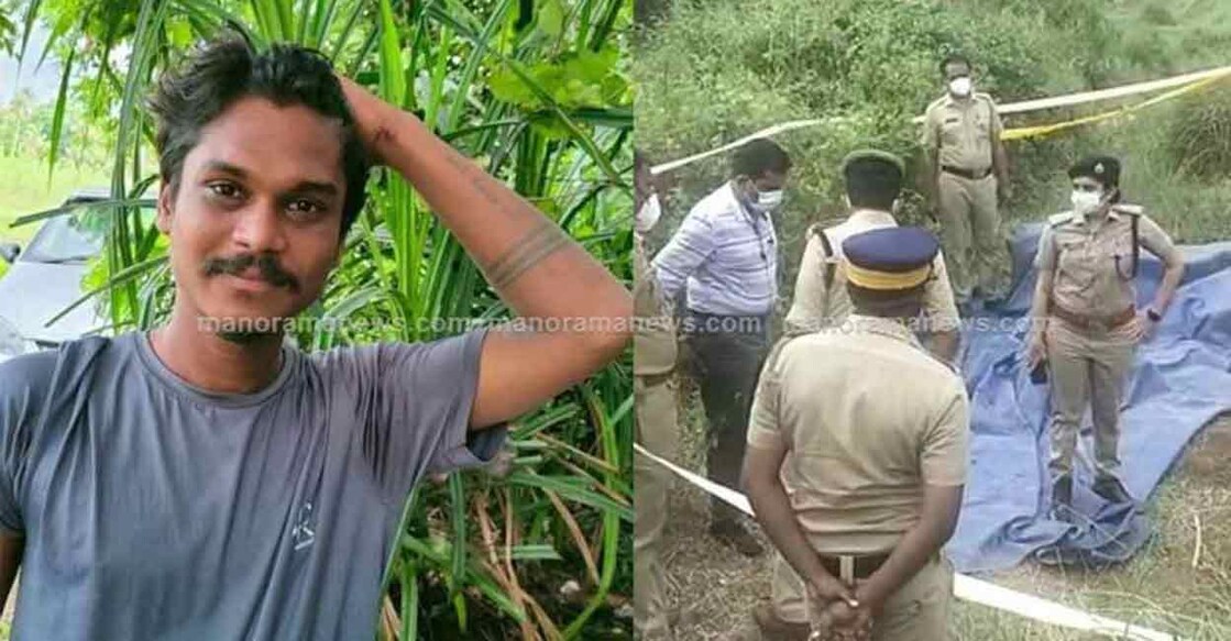 The deceased, KJ Babu. Police examine the location where the body was found.