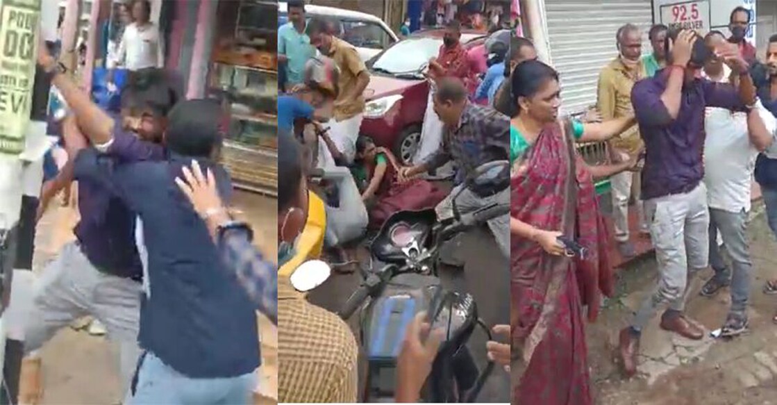 kollam-fight കൊല്ലം പുത്തൂരിൽ വാഹന യാത്രക്കാർ ഏറ്റുമുട്ടിയപ്പോൾ